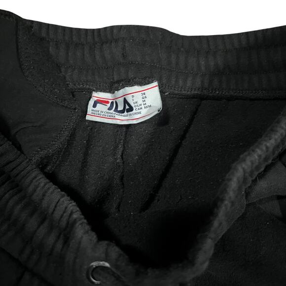 FILA M Streetwear Joggers Black Tapered Fleece Sweatpants Minimalist Modern - Picture 2 of 5